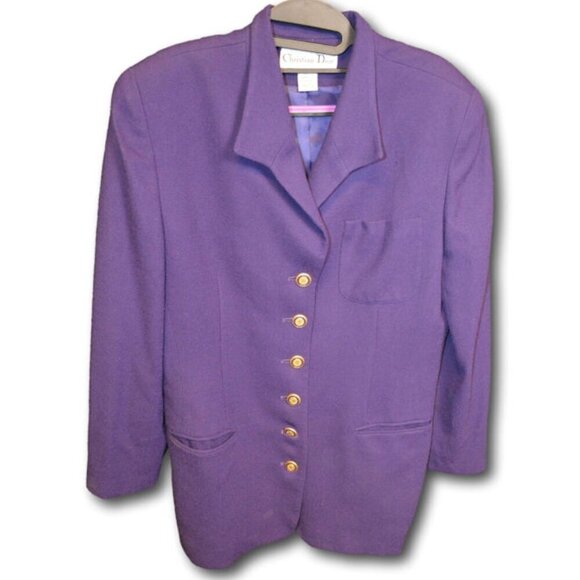 Vintage Christian Dior Purple Blazer - Elegant Women's Jacket Size: 10 - Picture 1 of 4
